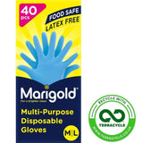 Marigold Extra Safe Disposable Latex & Powder Free Gloves M/L Food Safe 40 per pack