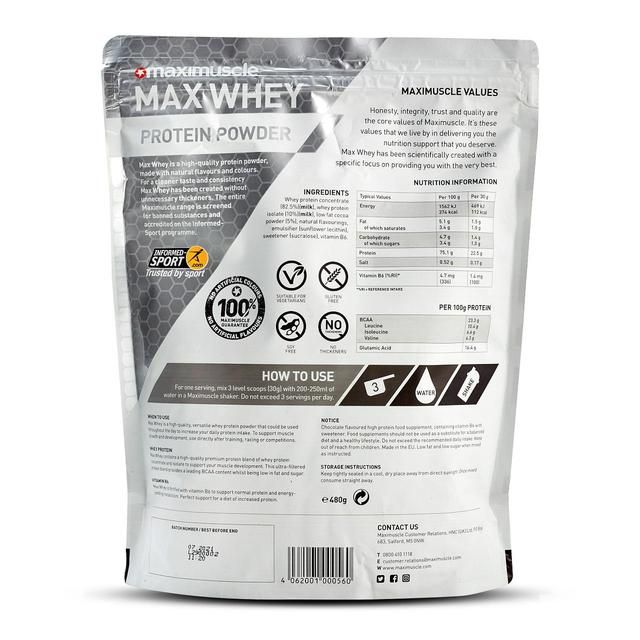 Maximuscle Chocolate Max Whey Protein Powder 420g