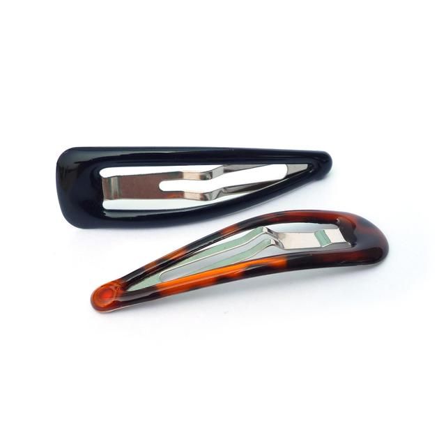 Medium Snap Clips Black & Shell Effect 4.8cm 6 per pack