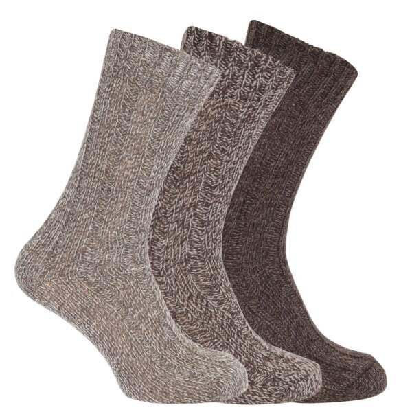 Mens Wool Blend Boot Socks (Pack Of 3) (UK Shoe 6-11) Shades of Brown / 270.0EA
