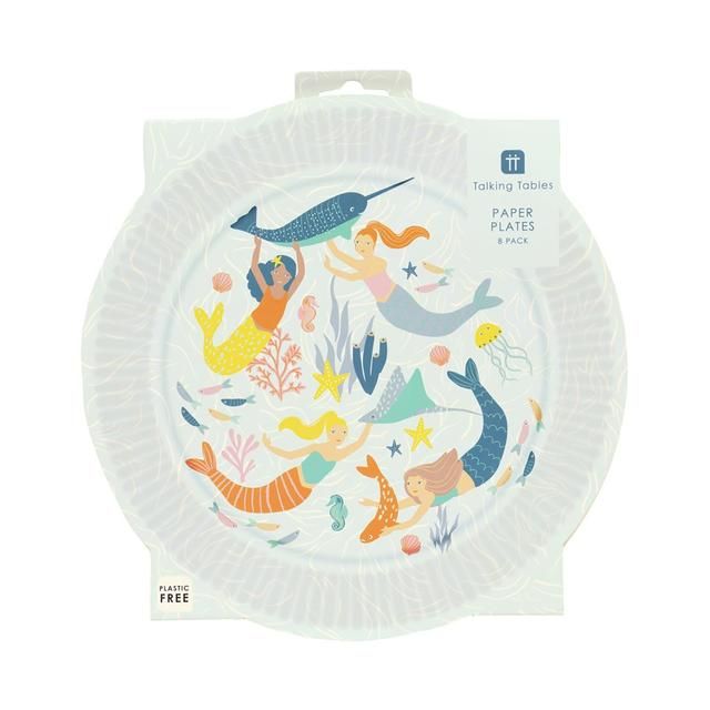 Mermaid Recyclable Paper Party Plates 8 per pack