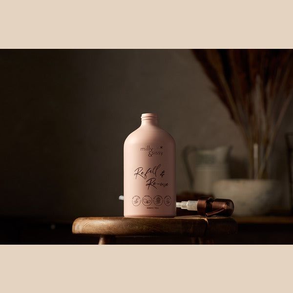 milly&sissy Refillable Aluminium Bottle in Blush 500ml
