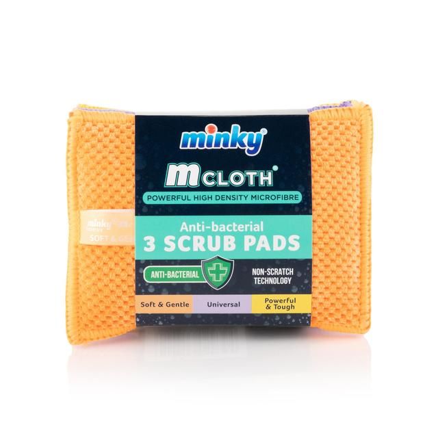 Minky M Cloth Anti Bac Scrub Pads 3 per pack