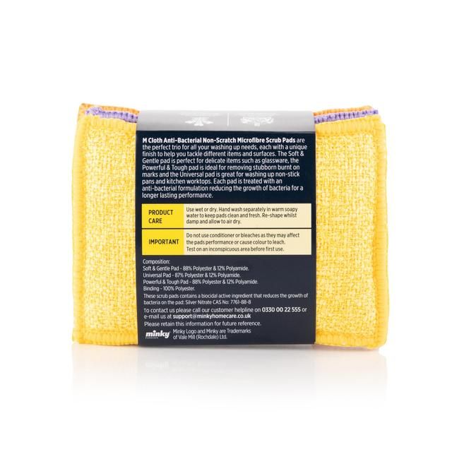 Minky M Cloth Anti Bac Scrub Pads 3 per pack