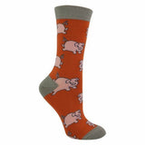 Miss Sparrow Ladies Animal Design Bamboo Socks 4-7 UK Piglet (Orange) / 1EA