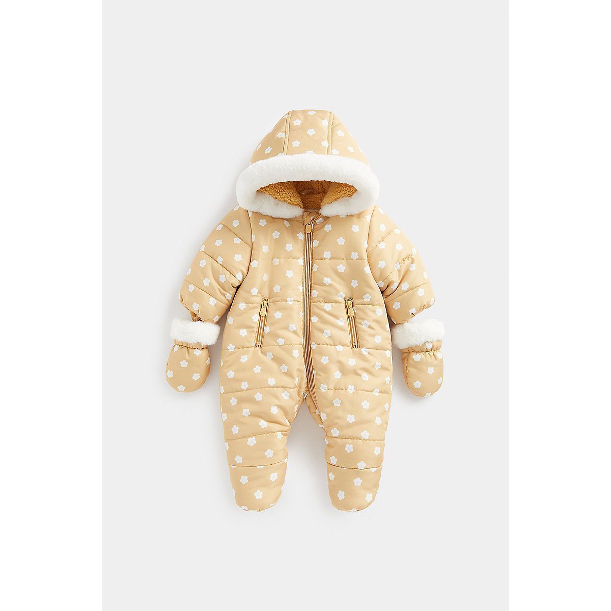 Mothercare Orange Floral Quilted Snowsuit
