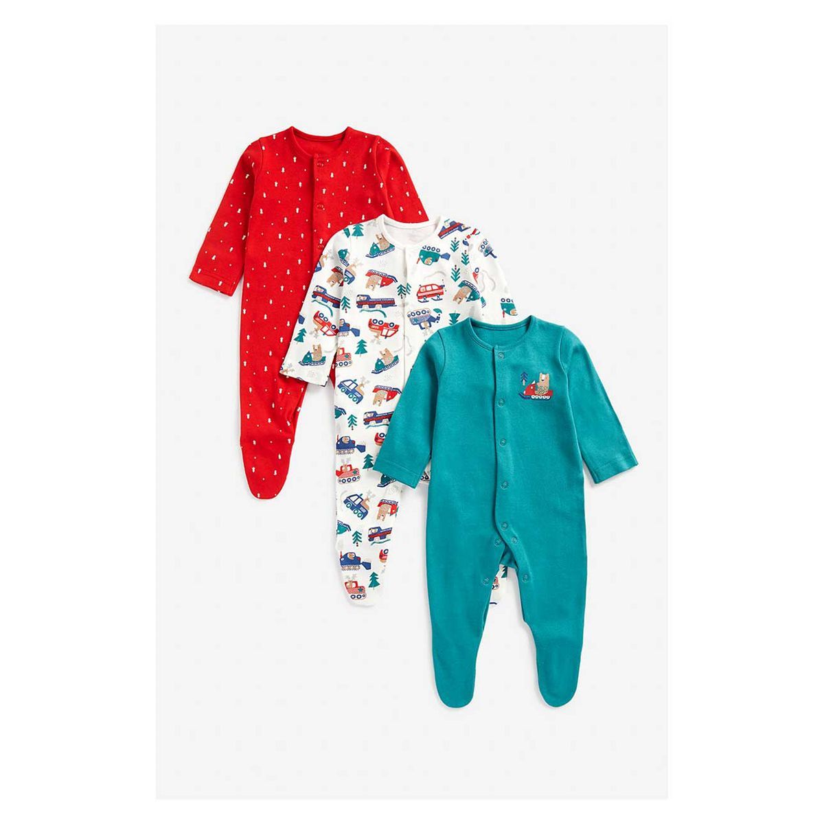 Mothercare Winter Baby Sleepsuits - 3 Pack