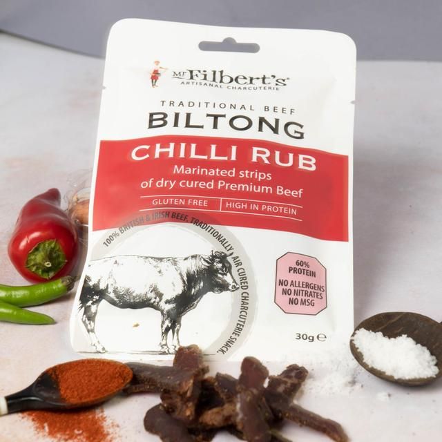Mr Filberts Traditional Beef Biltong - Chilli Rub 30g