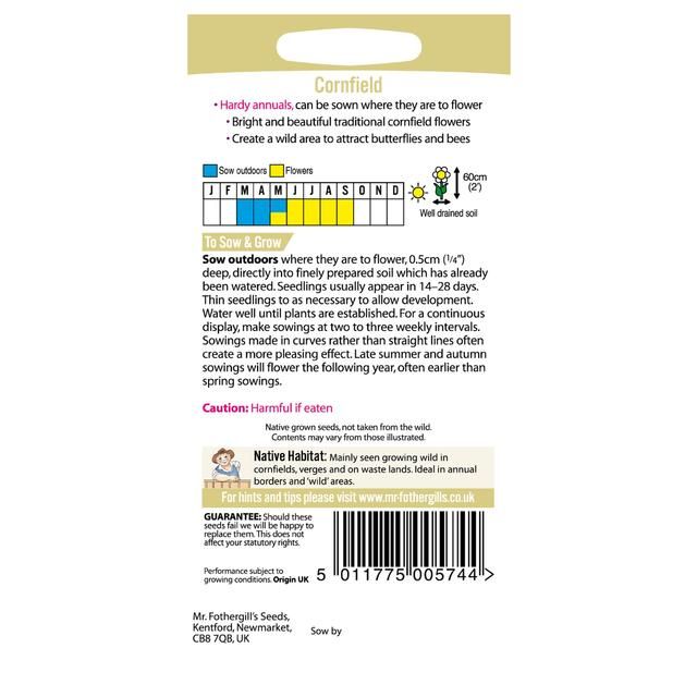 Mr Fothergill's Seeds - Wildflower Garden Cornfield Mix