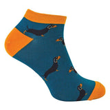 Mr Heron Mens Bamboo Animal Trainer Socks 6-11 UK Sausage Dog (Teal) / 1EA