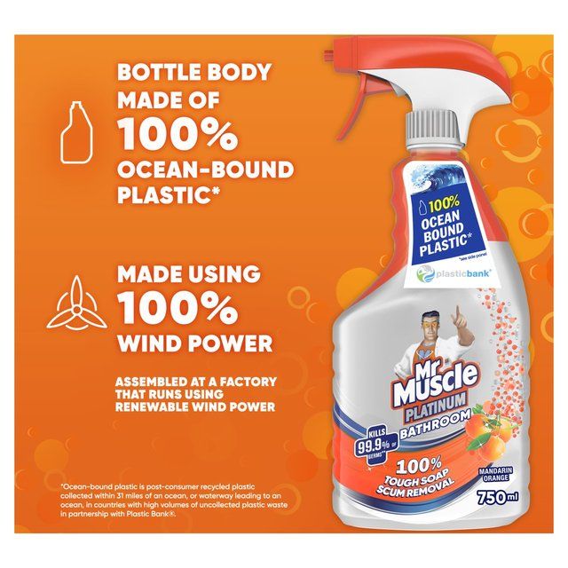 Mr Muscle Platinum Antibacterial Bathroom Spray Mandarin 750ml