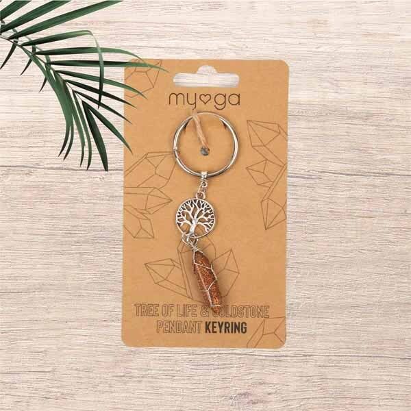 Myga Keyring - Tree Of Life & Goldstone