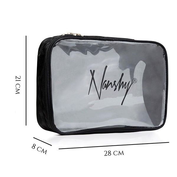 Nanshy Travel Organiser Clear Makeup Bag (Transparent/Black)