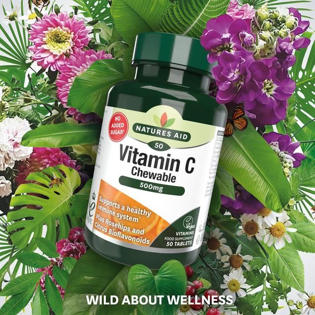 Natures Aid Chewable Vitamin C Supplement Capsules 500mg 50 per pack