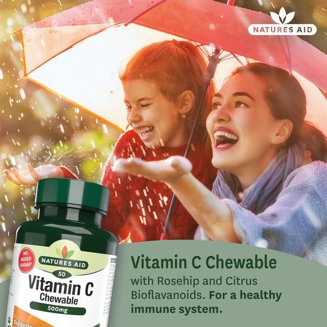 Natures Aid Chewable Vitamin C Supplement Capsules 500mg 50 per pack