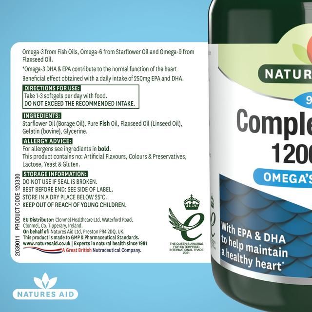 Natures Aid Complete EFA Omega's 36 & 9 Soft Gel Capsules 90 per pack