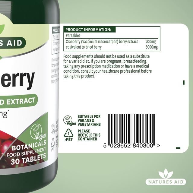 Natures Aid Cranberry Supplement Tablets 5000mg 30 per pack