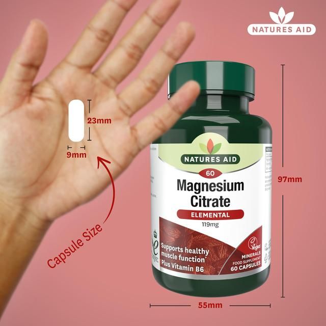 Natures Aid Magnesium Citrate Supplement Capsules 119mg 60 per pack