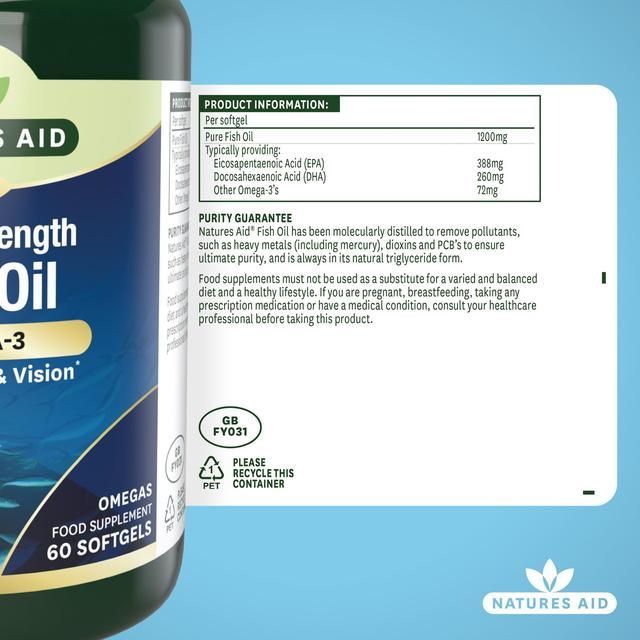 Natures Aid Super Strength Omega-3 Fish Oil Softgels 60 per pack