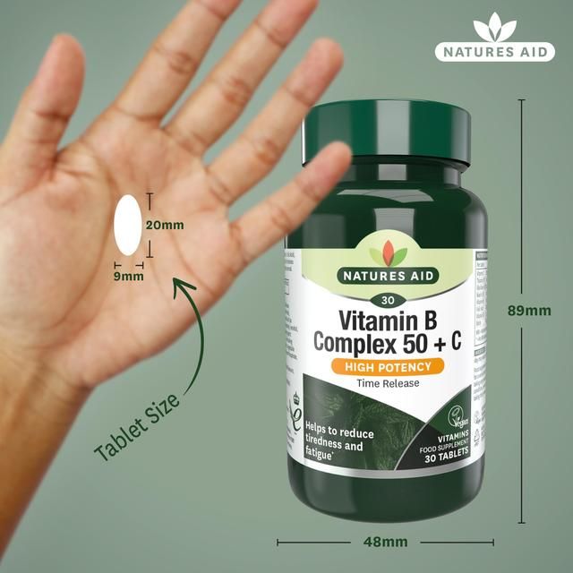 Natures Aid Vitamin B Complex 50 + C Supplement Tablets 30 per pack