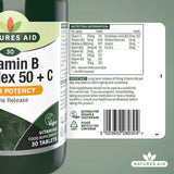 Natures Aid Vitamin B Complex 50 + C Supplement Tablets 30 per pack