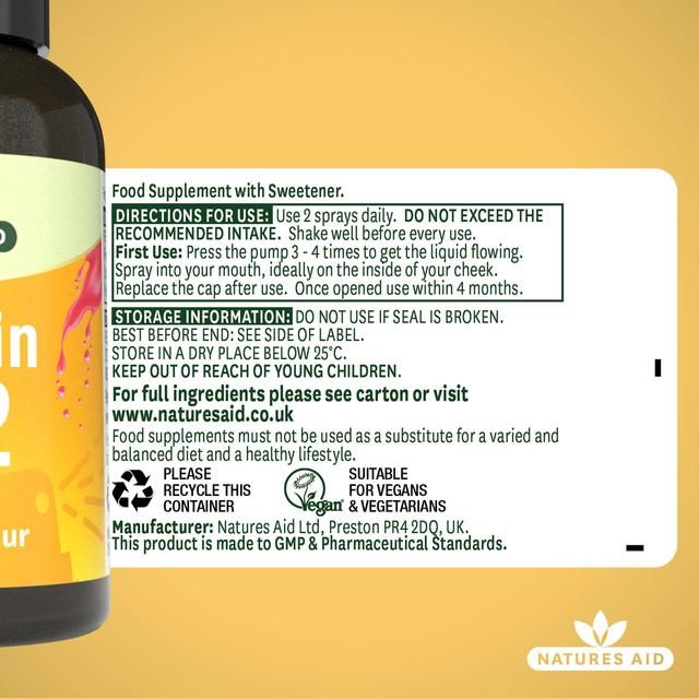 Natures Aid Vitamin B12 1000iu Oral Spray (Cherry Flavour) 30ml