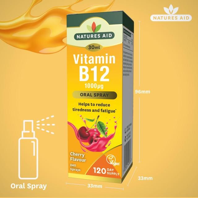 Natures Aid Vitamin B12 1000iu Oral Spray (Cherry Flavour) 30ml