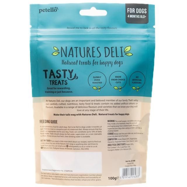 Natures Deli Chicken Chips Dog Treats 100g