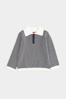 Navy Knitted Polo Shirt