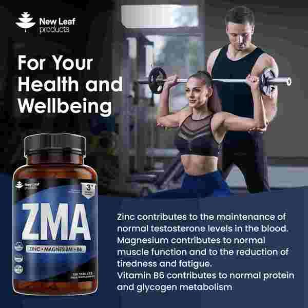 New Leaf ZMA Supplement - Zinc Magnesium & Vit B6 180 Tablet
