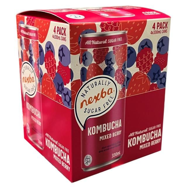 Nexba Mixed Berry Kombucha Can 4 x 330ml
