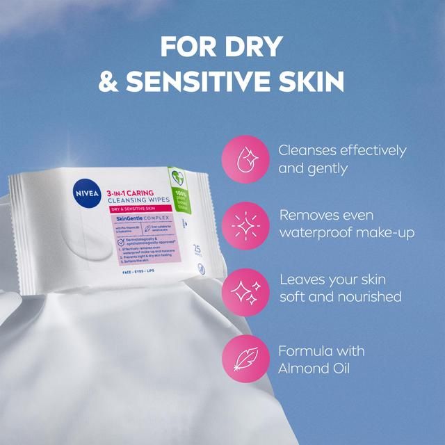 NIVEA Biodegradable Cleansing Face Wipes for Dry Skin 25 per pack