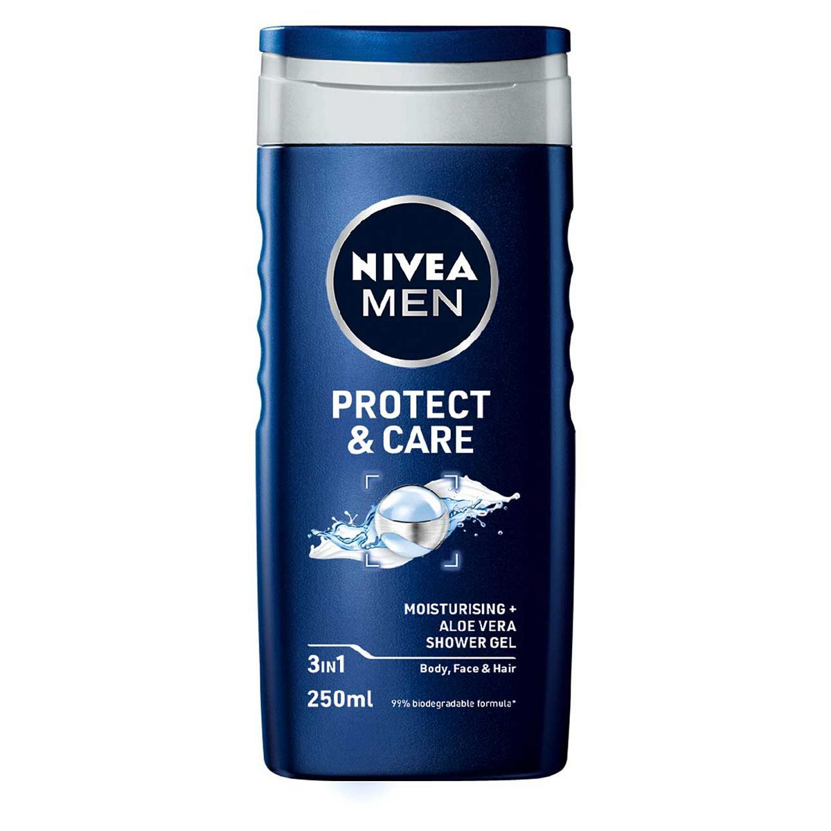 NIVEA MEN Protect & Care Moisturising Shower Gel with Aloe Vera for Body, Face & Hair 250ml
