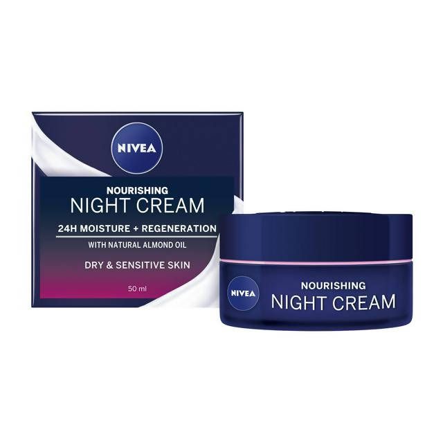 Nivea Nourishing Night Cream Moisturiser for Dry & Sensitive Skin 50ml