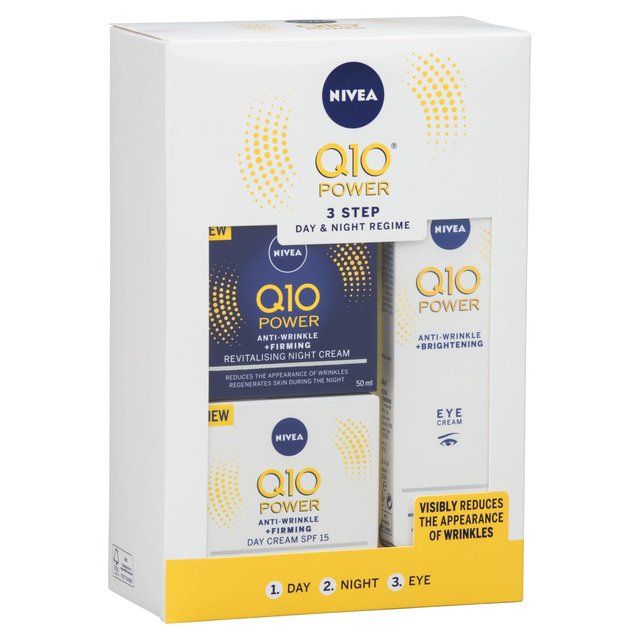NIVEA Q10 Power Anti Wrinkle 3-Step Face Day Night & Eye Cream Gift Set