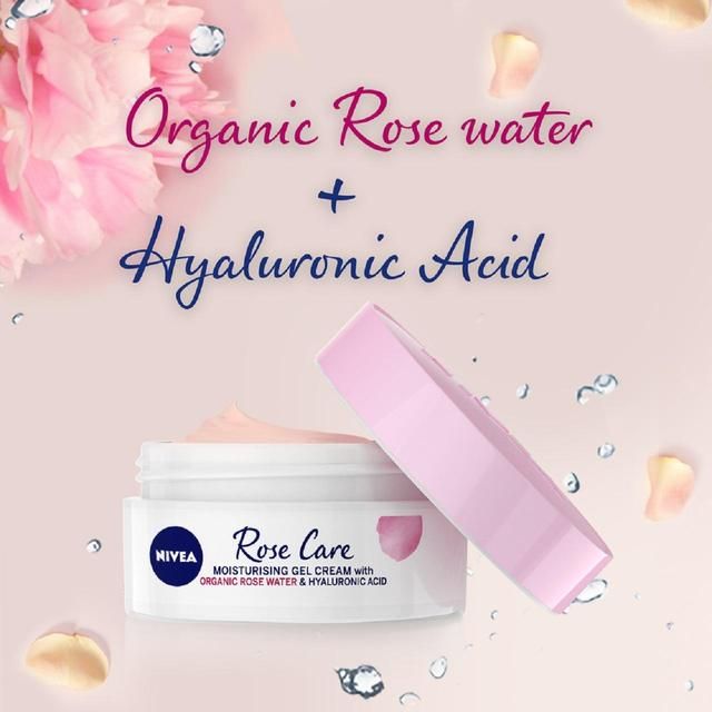 NIVEA Rose Care Moisturiser Gel Cream with Rose Water and Hyaluronic Acid 50ml