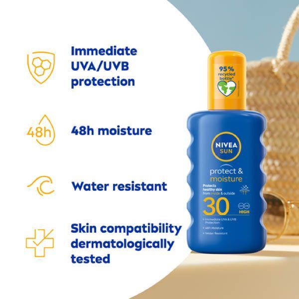 NIVEA SUN Suncream Spray Protect & Moisture SPF30 200ml
