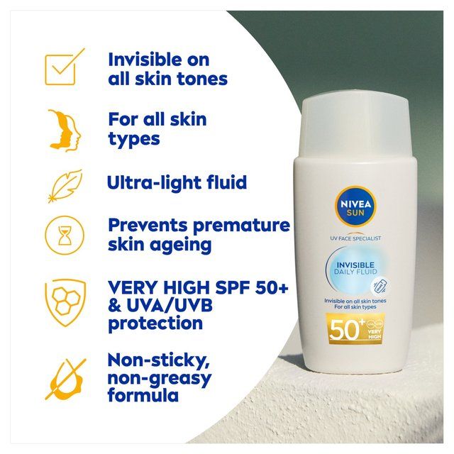 NIVEA SUN UV Face Invisible Daily Fluid SPF 50 Sunscreen 40ml