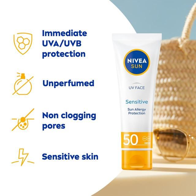 NIVEA SUN UV Face SPF 50 Sensitive Sun Cream 50ml