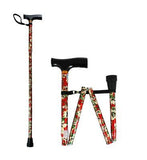 NRS Folding Walking Stick Red Floral