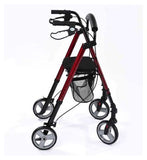 NRS Healthcare Lightweight Four Wheeled Rollator with Seat - Red