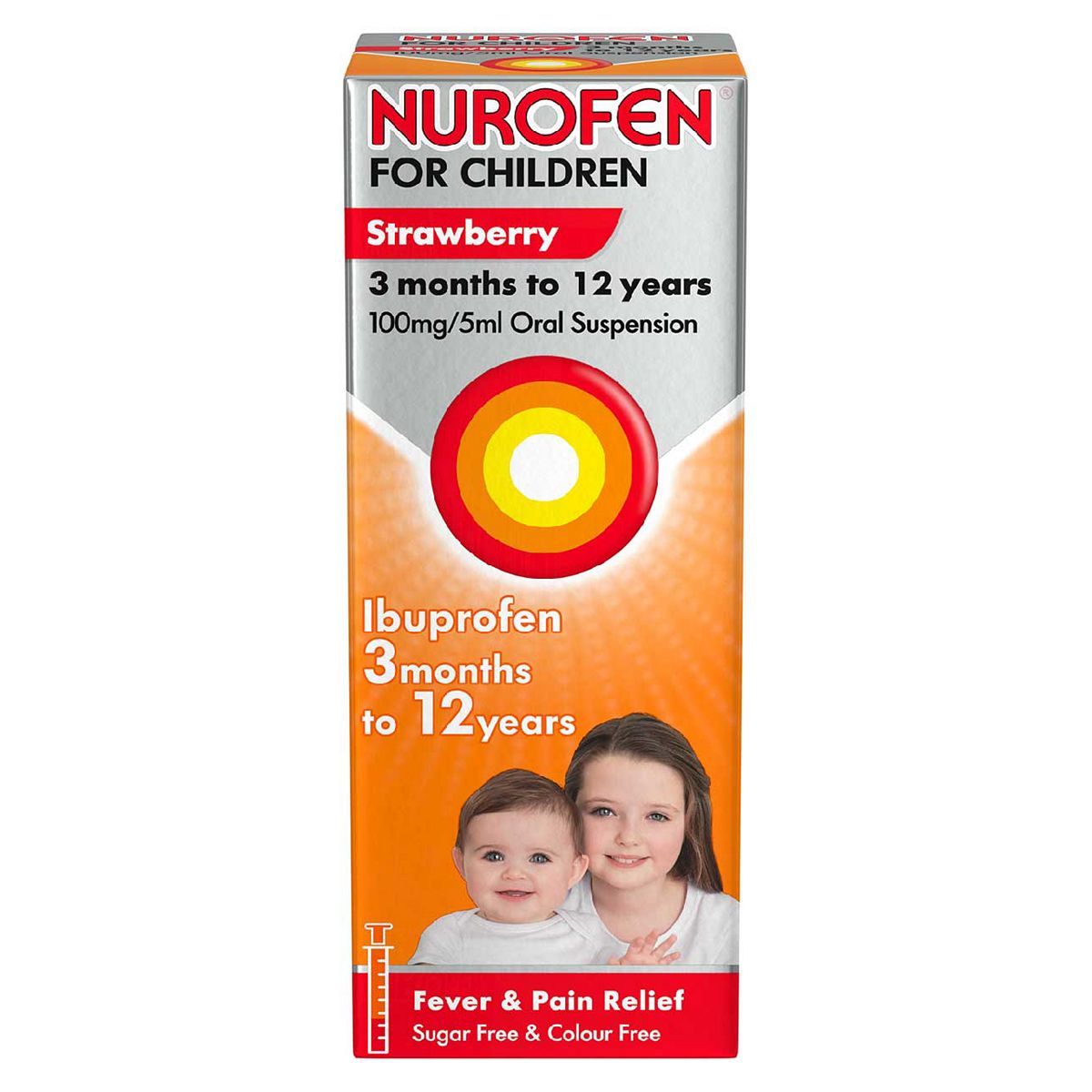 Nurofen for Children Strawberry 3 months to 12 years 100mg/5ml Oral Suspension - 200ml