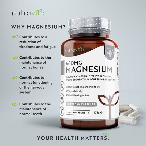 Nutravita Magnesium Citrate 1480mg - 180 Vegan Capsules