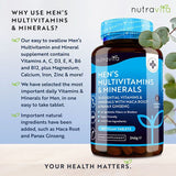 Nutravita Men's Multivitamins & Minerals - 180 Vegan Tablets
