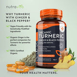 Nutravita Organic Turmeric, Black Pepper & Ginger - 180 Caps