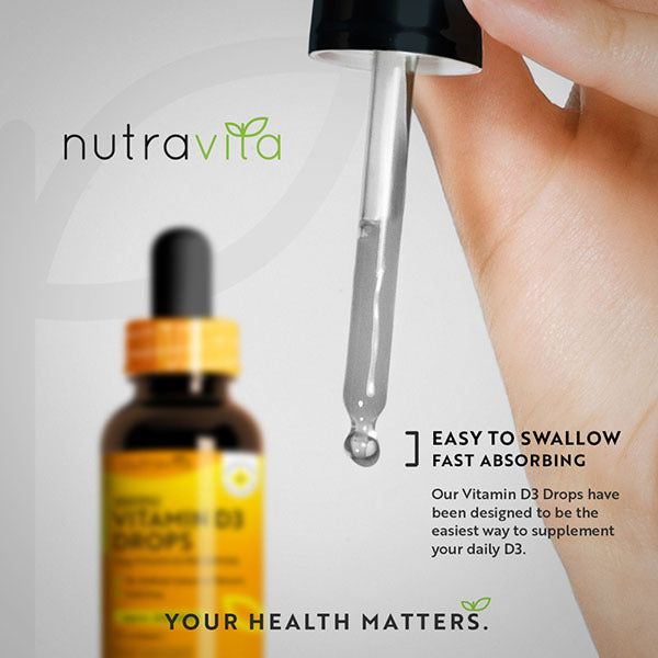 Nutravita Vitamin D3 Drops 25µg 1000iu per drop - 2000 Drops
