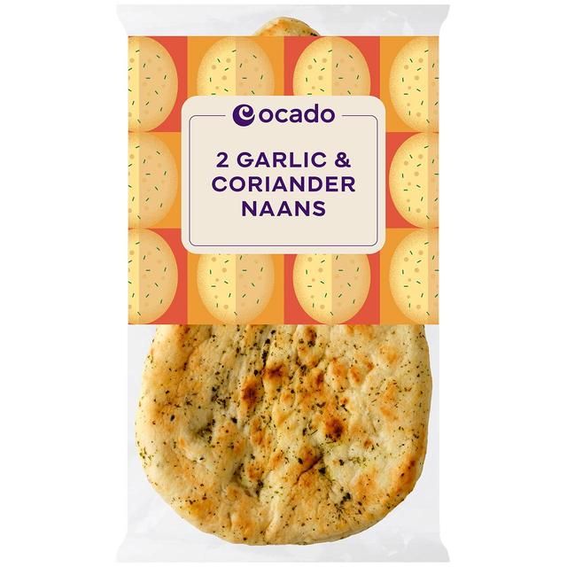 Ocado 2 Garlic & Coriander Naans 2 per pack