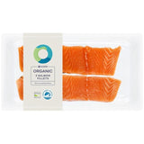 Ocado 2 Organic Salmon Fillets Skin On & Boneless 240g