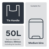 Ocado Medium Swing Bin Liner Tie Handles 50L 30 per pack