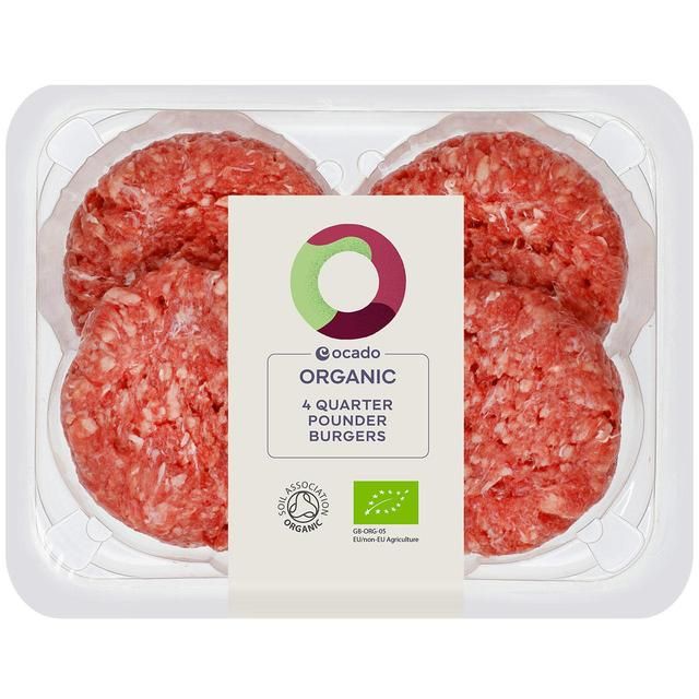 Ocado Organic 4 Quarter Pounder Burgers 454g